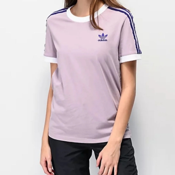 🛑SOLD🛑💜Adidas💜 3 stripe Tee - Picture 1 of 2